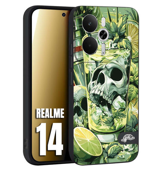 CUSTOMIZZA - Custodia cover nera morbida in tpu compatibile per Realme 14 5G Mojito cocktail teschio illustrazione drink lime menta ghiacci tropicale street art