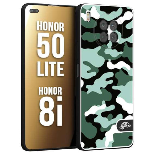 CUSTOMIZZA - Custodia cover nera morbida in tpu compatibile per Honor 8i - Honor 50 LITE camouflage mimetico militare verde green