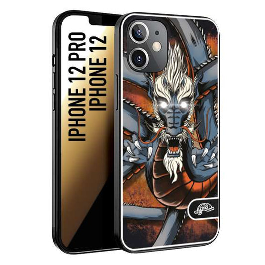 CUSTOMIZZA - Custodia cover nera morbida in tpu compatibile per iPhone 12 - 12 PRO drago giapponese tattoo japan dragon