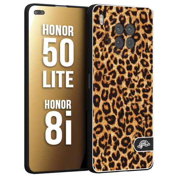 CUSTOMIZZA - Custodia cover nera morbida in tpu compatibile per Honor 8i - Honor 50 LITE leopardato maculato donna marrone leopard brown