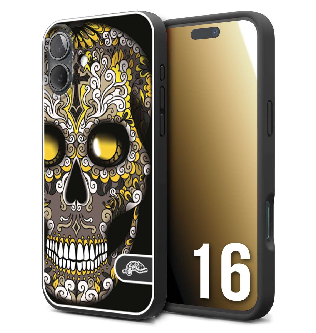 CUSTOMIZZA - Custodia cover nera morbida in tpu compatibile per iPhone 16 effetto marmo marble verde green venature dorato pietra