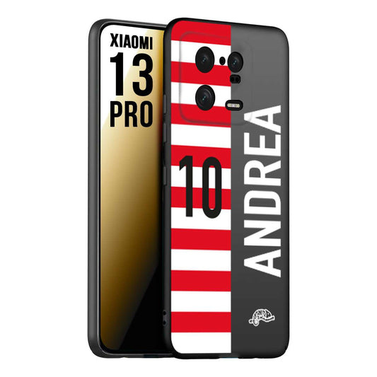 CUSTOMIZZA - Custodia cover nera morbida in tpu compatibile per Xiaomi 13 PRO personalizzata calcio football nome e numero calciatori bianco rossa