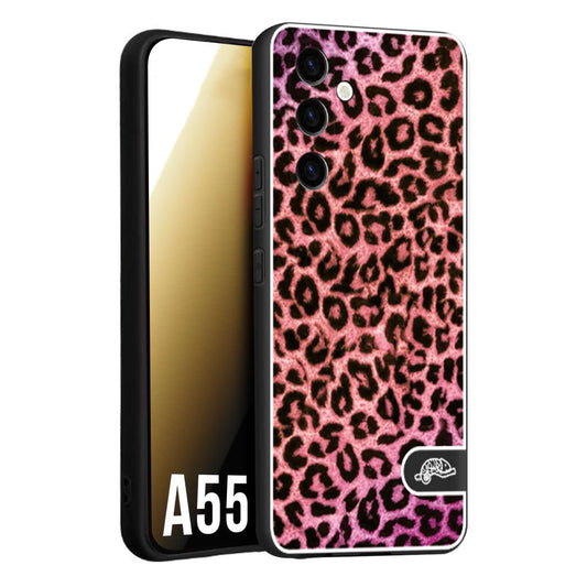 CUSTOMIZZA - Custodia cover nera morbida in tpu compatibile per Samsung A55 5G leopardato maculato donna rosa leopard