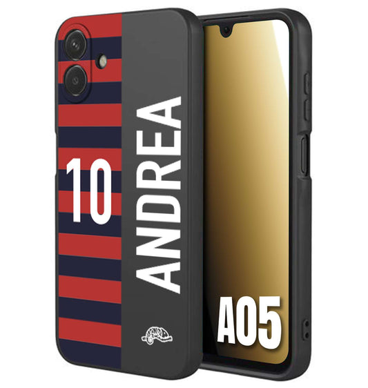 CUSTOMIZZA - Custodia cover nera morbida in tpu compatibile per Samsung A05 personalizzata calcio football nome e numero calciatori rossoblu