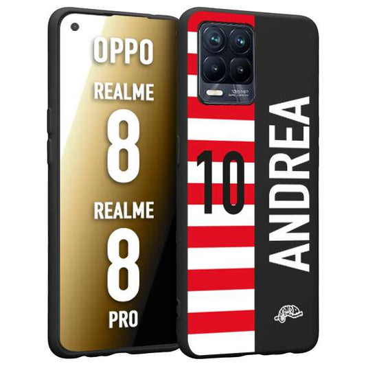 CUSTOMIZZA - Custodia cover nera morbida in tpu compatibile per Oppo Realme 8 - 8 PRO personalizzata calcio football nome e numero calciatori bianco rossa