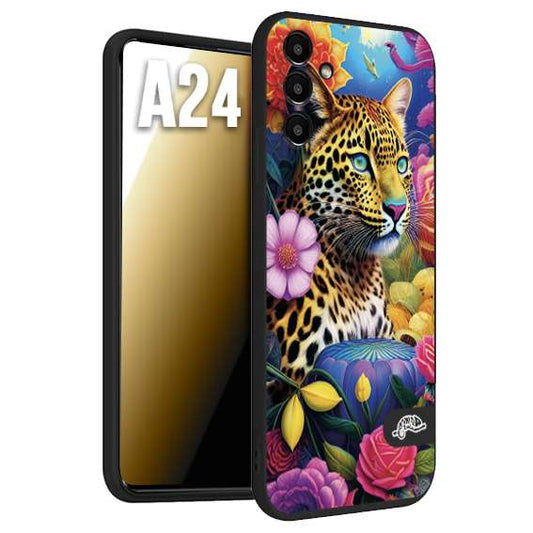 CUSTOMIZZA - Custodia cover nera morbida in tpu compatibile per Samsung A24 astratti donna flower fantasia leopardo ghepardo animali colorati