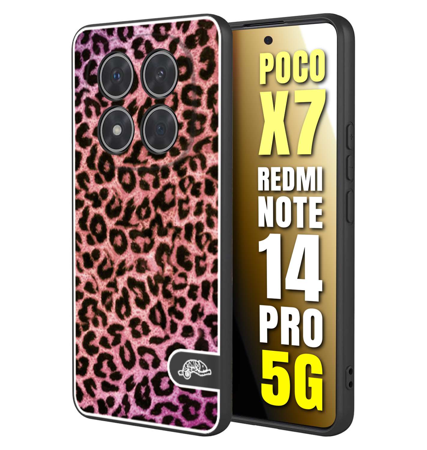 CUSTOMIZZA - Custodia cover nera morbida in tpu compatibile per Xiaomi Redmi Note 14 PRO 5G leopardato maculato donna rosa leopard