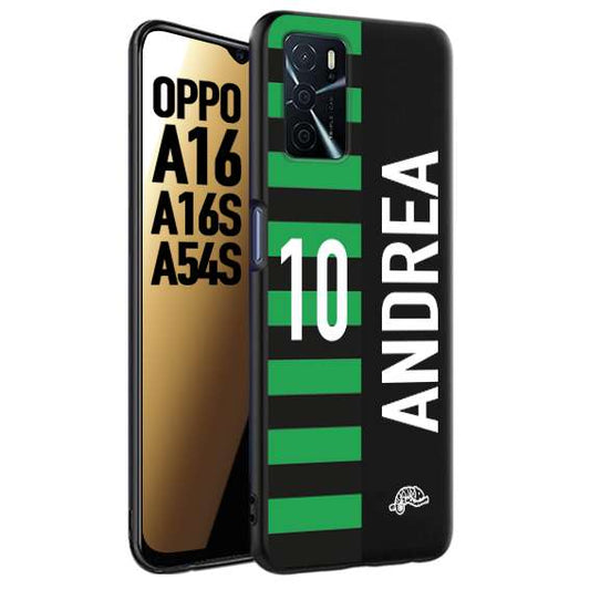 CUSTOMIZZA - Custodia cover nera morbida in tpu compatibile per Oppo A16 - A16S - A54S personalizzata calcio football nome e numero calciatori neroverde