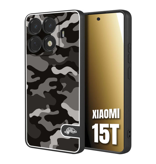 CUSTOMIZZA - Custodia cover nera morbida in tpu compatibile per Xiaomi 15T camouflage mimetico militare nero black grigio