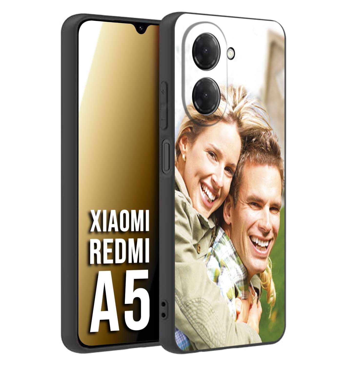 CUSTOMIZZA - Custodia cover nera morbida in tpu compatibile per Xiaomi Redmi A5 personalizzata con foto immagine scritta a piacere