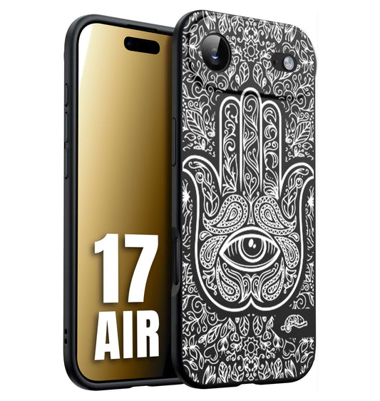 CUSTOMIZZA - Custodia cover nera morbida in tpu compatibile per iPhone 17 AIR mano di fatima effetto rilievo mandala donna