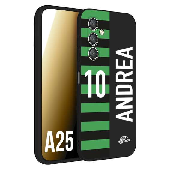 CUSTOMIZZA - Custodia cover nera morbida in tpu compatibile per Samsung A25 personalizzata calcio football nome e numero calciatori neroverde