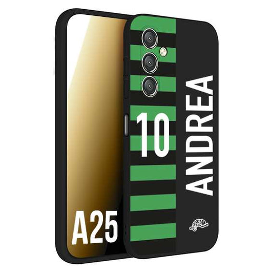 CUSTOMIZZA - Custodia cover nera morbida in tpu compatibile per Samsung A25 personalizzata calcio football nome e numero calciatori neroverde