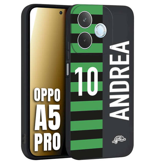 CUSTOMIZZA - Custodia cover nera morbida in tpu compatibile per Oppo A5 PRO personalizzata calcio football nome e numero calciatori neroverde