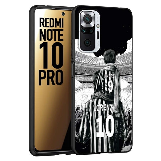 CUSTOMIZZA - Custodia cover nera morbida in tpu compatibile per Xiaomi Redmi Note 10 PRO personalizzata calcio football nome e numero calciatori bianconeri bianca e nera