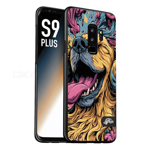 CUSTOMIZZA - Custodia cover nera morbida in tpu compatibile per Samsung S9 PLUS Golden Retriever illustrazione cane pop art cane street art cartone animato
