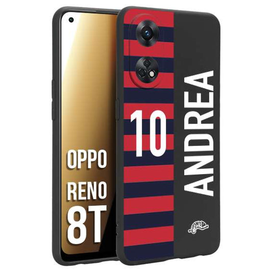 CUSTOMIZZA - Custodia cover nera morbida in tpu compatibile per Oppo Reno 8T personalizzata calcio football nome e numero calciatori rossoblu