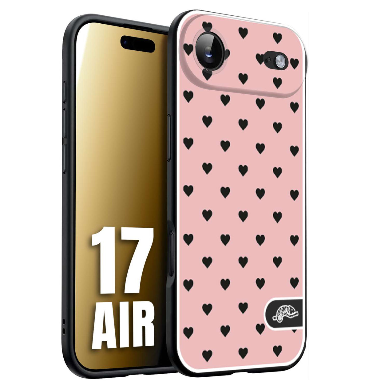 CUSTOMIZZA - Custodia cover nera morbida in tpu compatibile per iPhone 17 AIR cuori pois rosa donna pin up vintage