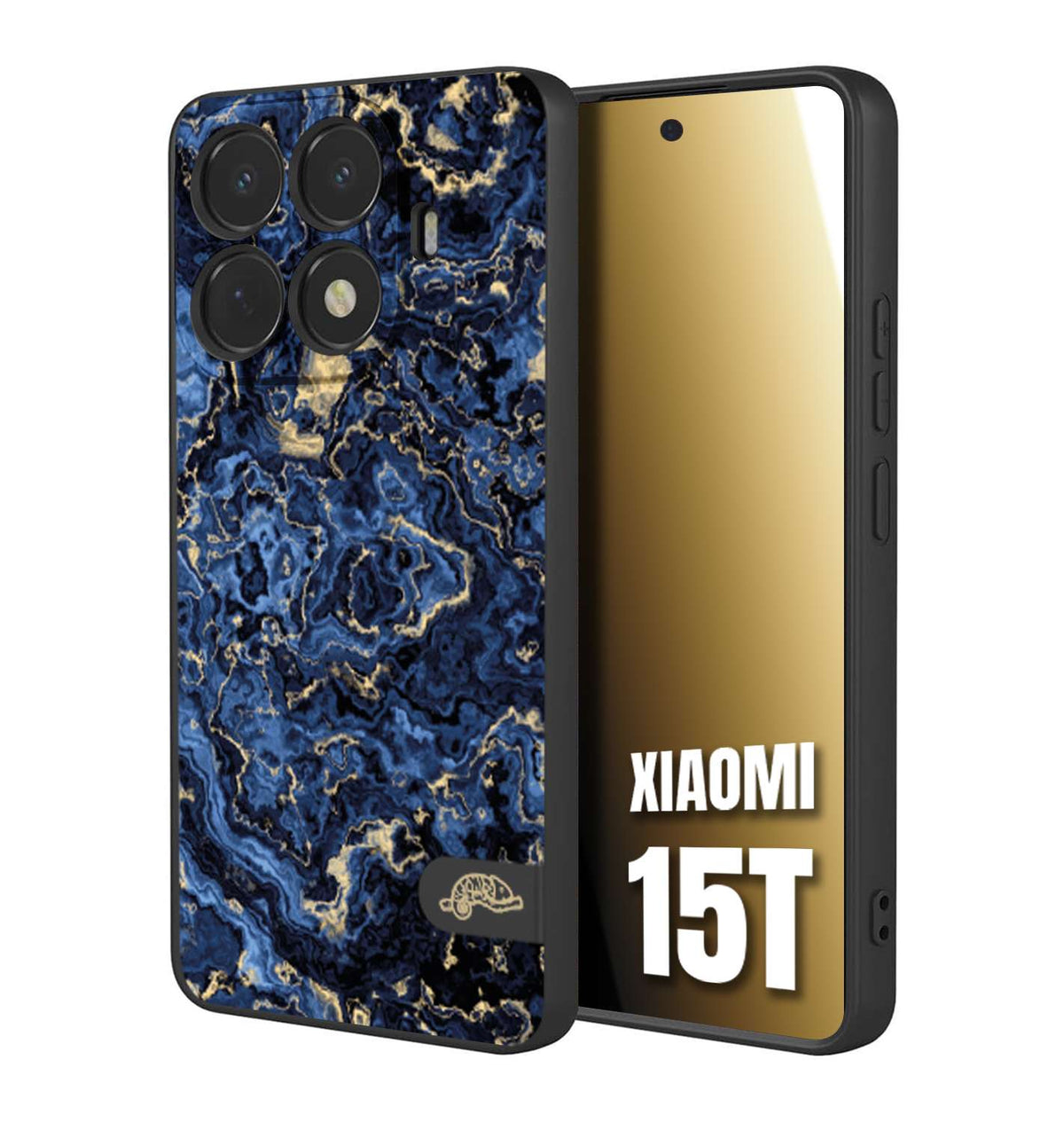 CUSTOMIZZA - Custodia cover nera morbida in tpu compatibile per Xiaomi 15T effetto marmo marble blu venature dorato psichedelico
