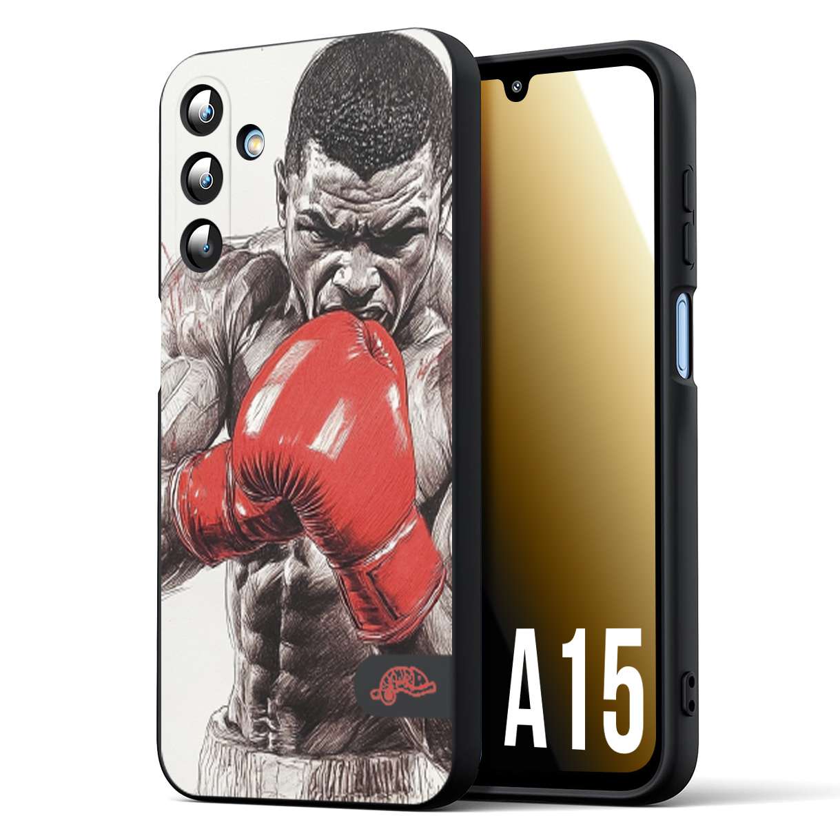 CUSTOMIZZA - Custodia cover nera morbida in tpu compatibile per Samsung A15 5G pugilato pugili disegno tattoo guantoni box pesi massimi gancio