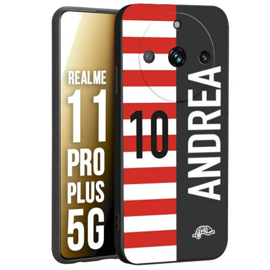 CUSTOMIZZA - Custodia cover nera morbida in tpu compatibile per Realme 11 PRO PLUS 5G personalizzata calcio football nome e numero calciatori bianco rossa