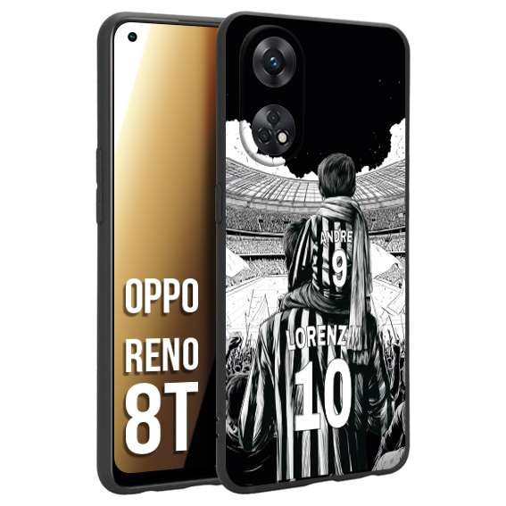 CUSTOMIZZA - Custodia cover nera morbida in tpu compatibile per Oppo Reno 8T personalizzata calcio football nome e numero calciatori bianconeri bianca e nera