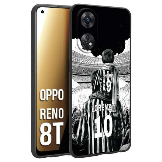 CUSTOMIZZA - Custodia cover nera morbida in tpu compatibile per Oppo Reno 8T personalizzata calcio football nome e numero calciatori bianconeri bianca e nera