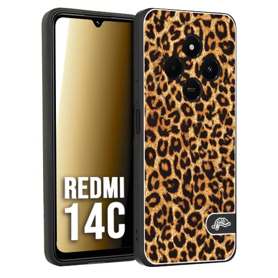 CUSTOMIZZA - Custodia cover nera morbida in tpu compatibile per Xiaomi Redmi 14C leopardato maculato donna marrone leopard brown