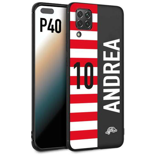 CUSTOMIZZA - Custodia cover nera morbida in tpu compatibile per Huawei P40 personalizzata calcio football nome e numero calciatori bianco rossa