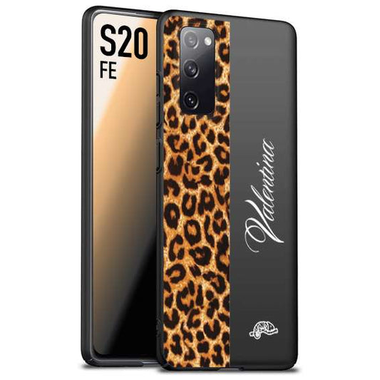 CUSTOMIZZA - Custodia cover nera morbida in tpu compatibile per Samsung S20 FE custom nome scritta leopardato maculato donna marrone leopard