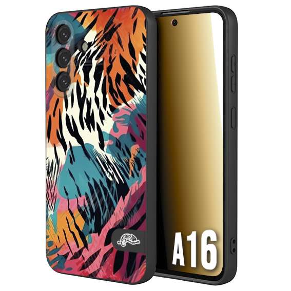 CUSTOMIZZA - Custodia cover nera morbida in tpu compatibile per Samsung A16 leopardato maculato tigrato tiger colorata summer color