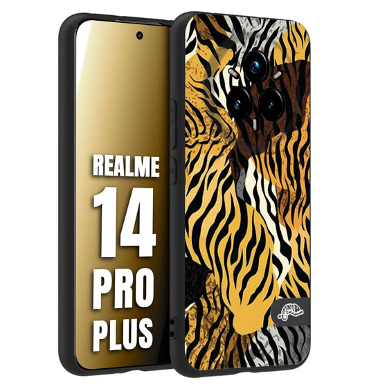 CUSTOMIZZA - Custodia cover nera morbida in tpu compatibile per Realme 14 PRO PLUS leopardato tigrato tiger colorata donna fashion estate