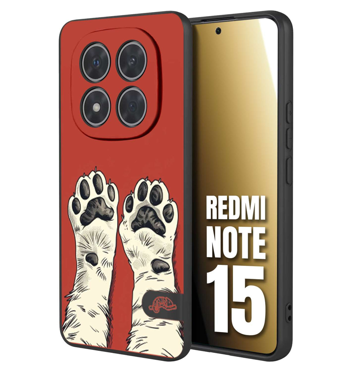 CUSTOMIZZA - Custodia cover nera morbida in tpu compatibile per Xiaomi Redmi Note 15 zampe di gatto cat paws rossa red disegnata fumetto cartoon