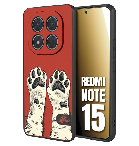CUSTOMIZZA - Custodia cover nera morbida in tpu compatibile per Xiaomi Redmi Note 15 zampe di gatto cat paws rossa red disegnata fumetto cartoon