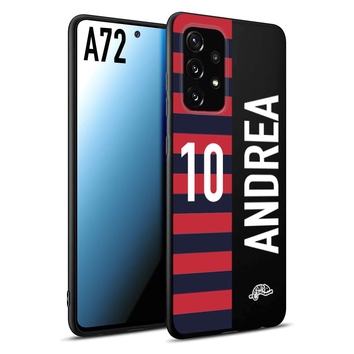 CUSTOMIZZA - Custodia cover nera morbida in tpu compatibile per Samsung A72 personalizzata calcio football nome e numero calciatori rossoblu