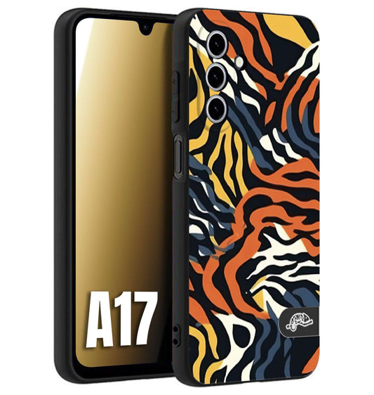 CUSTOMIZZA - Custodia cover nera morbida in tpu compatibile per Samsung A17 leopardato maculato tigrato tiger colorata gialla blu arancio