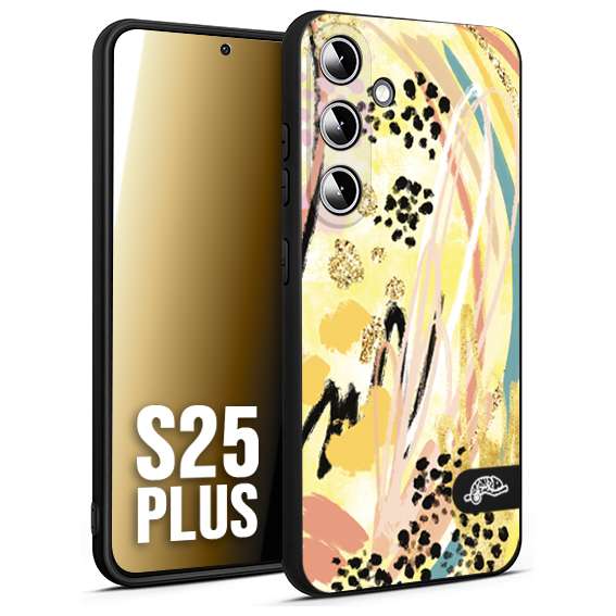 CUSTOMIZZA - Custodia cover nera morbida in tpu compatibile per Samsung S25 PLUS astratti donna flower fantasia estate gialla rosa leopardata