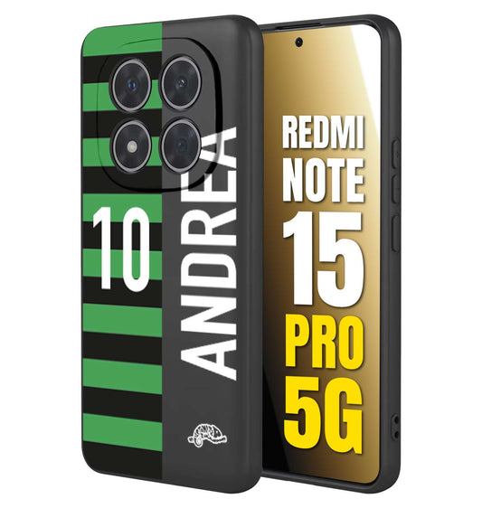 CUSTOMIZZA - Custodia cover nera morbida in tpu compatibile per Xiaomi Redmi Note 15 PRO 5G personalizzata calcio football nome e numero calciatori neroverde