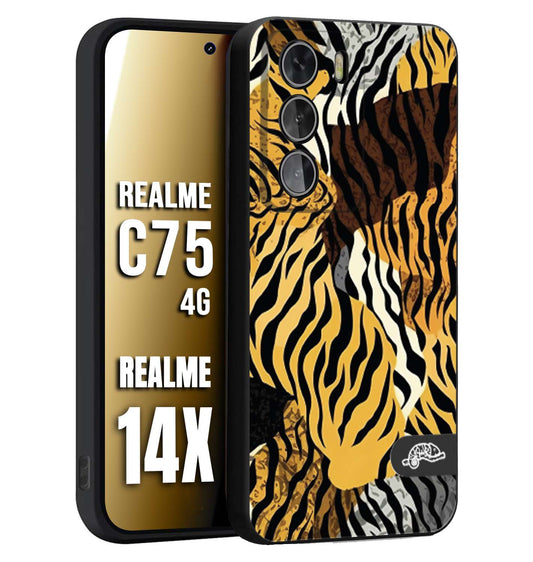 CUSTOMIZZA - Custodia cover nera morbida in tpu compatibile per Realme 14X - C75 4G leopardato tigrato tiger colorata donna fashion estate