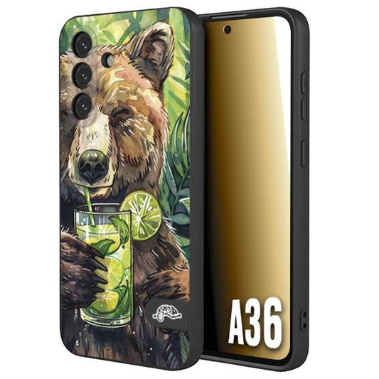CUSTOMIZZA - Custodia cover nera morbida in tpu compatibile per Samsung A36 fiori estate disegnata cocktails animali simpatici orso bear negroni