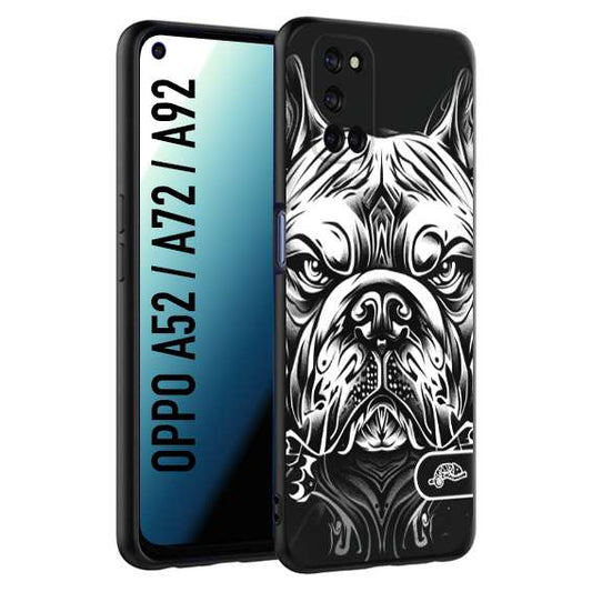 CUSTOMIZZA - Custodia cover nera morbida in tpu compatibile per Oppo A52 - A72 - A92 bulldog bianco a rilievo disegnato tattoo tatuaggio