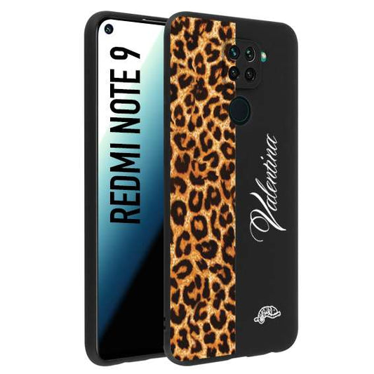 CUSTOMIZZA - Custodia cover nera morbida in tpu compatibile per Xiaomi Redmi Note 9 custom nome scritta leopardato maculato donna marrone leopard