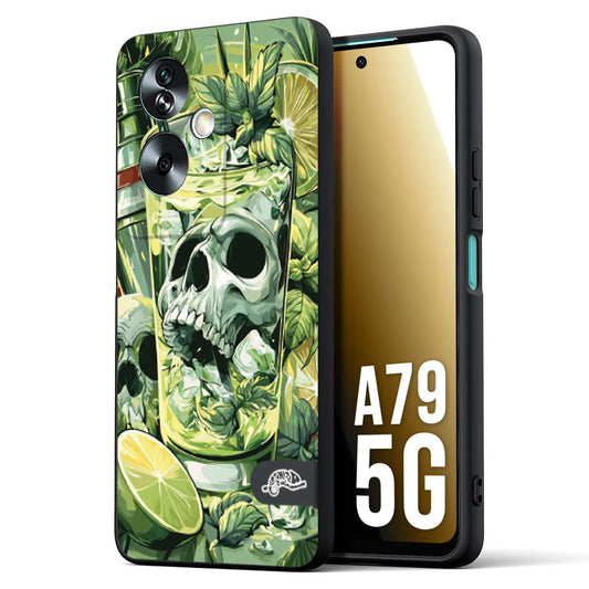 CUSTOMIZZA - Custodia cover nera morbida in tpu compatibile per Oppo A79 5G Mojito cocktail teschio illustrazione drink lime menta ghiacci tropicale street art