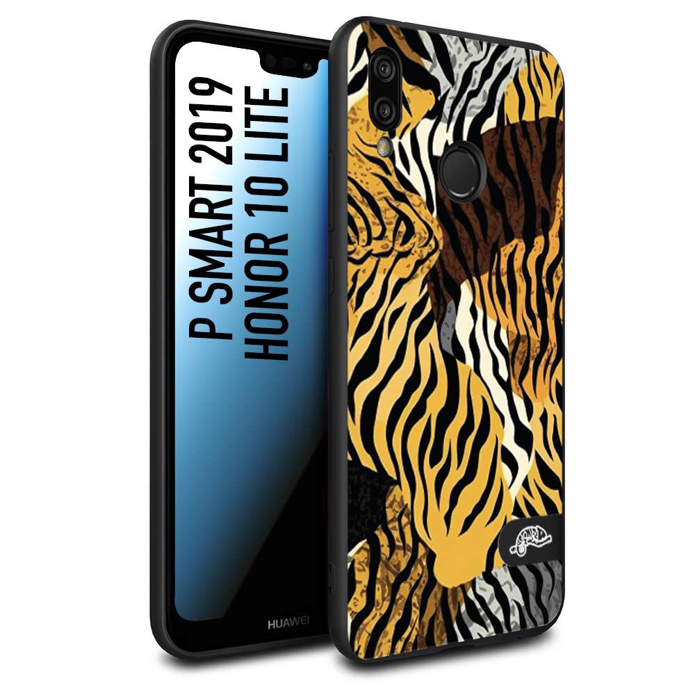 CUSTOMIZZA - Custodia cover nera morbida in tpu compatibile per Huawei P SMART 2019 leopardato tigrato tiger colorata donna fashion estate