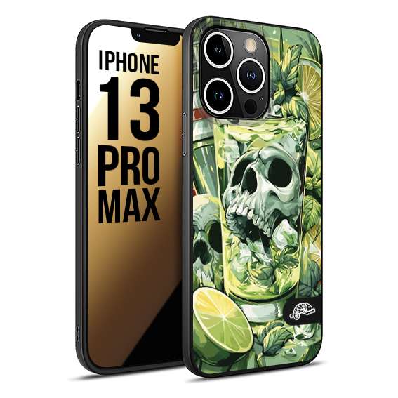 CUSTOMIZZA - Custodia cover nera morbida in tpu compatibile per iPhone 13 PRO MAX Mojito cocktail teschio illustrazione drink lime menta ghiacci tropicale street art