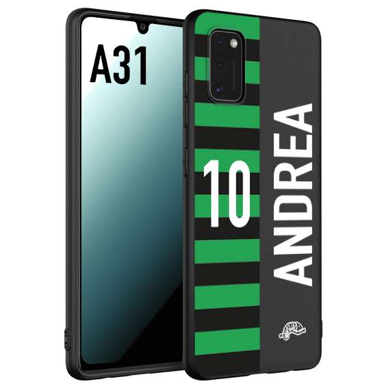 CUSTOMIZZA - Custodia cover nera morbida in tpu compatibile per Samsung A31 personalizzata calcio football nome e numero calciatori neroverde