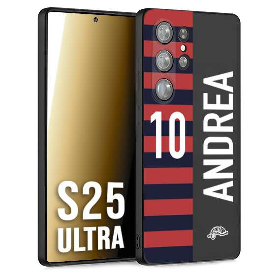 CUSTOMIZZA - Custodia cover nera morbida in tpu compatibile per Samsung S25 ULTRA personalizzata calcio football nome e numero calciatori rossoblu