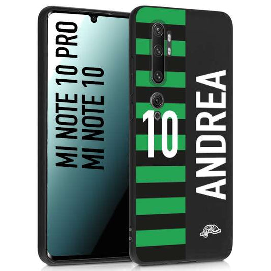 CUSTOMIZZA - Custodia cover nera morbida in tpu compatibile per Xiaomi Mi Note 10 - Mi Note 10 Pro personalizzata calcio football nome e numero calciatori neroverde