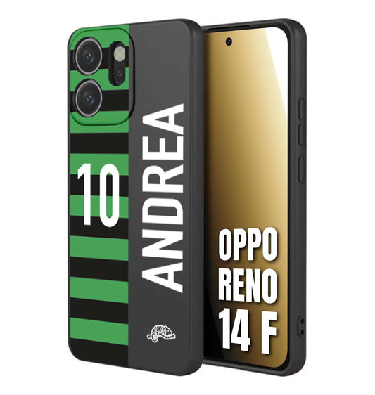 CUSTOMIZZA - Custodia cover nera morbida in tpu compatibile per Oppo Reno 14 F personalizzata calcio football nome e numero calciatori neroverde