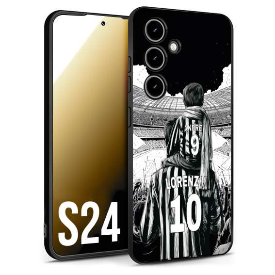 CUSTOMIZZA - Custodia cover nera morbida in tpu compatibile per Samsung S24 personalizzata calcio football nome e numero calciatori bianconeri bianca e nera